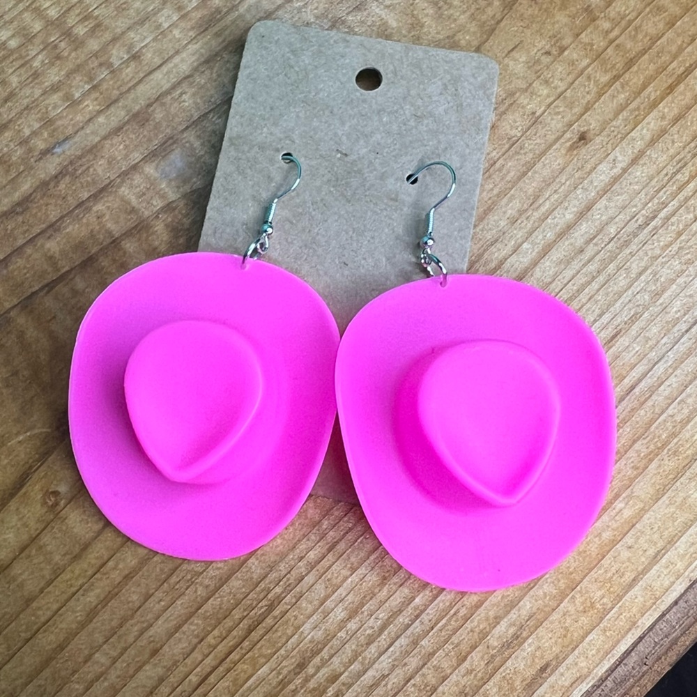 hot pink cowboy cowgirl earrings